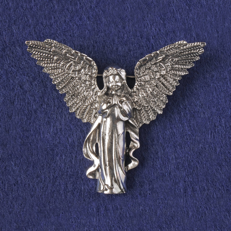 بروش-قلادة ملاك، معدن فضّي 43×50mm+