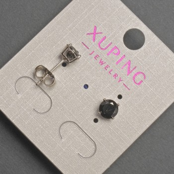 أقراط Xuping بلورة سوداء، قطر 6مم +- روديوم