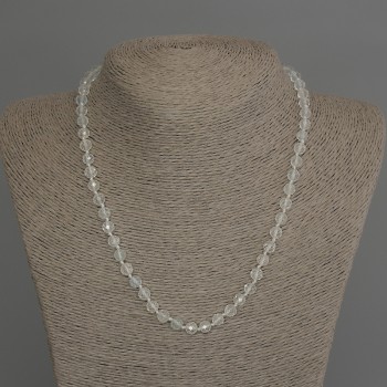عقد توباز وكوارتز صخري كرة مفصصة، قطر 6mm+-، طول 45cm+- مع مشبك
