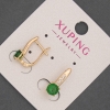أقراط Xuping مع زركونات بيضاء وكريستال أخضر، قطر 6mm+-، طول 17mm+- مطلية بالذهب 18K