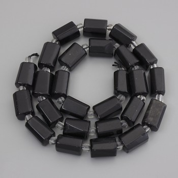 حبات تورمالين حجر معالج، القطر 13-14x9-10mm+- خرز 4mm+- على الخيط، الطول 44cm+