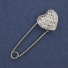 دبوس بروش مزين بأحجار الراين البيضاء 38x12mm+- معدن فضي