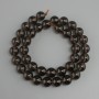 خرز كوارتز دخاني كرة ملساء، قطر 10mm±، طول 37cm+