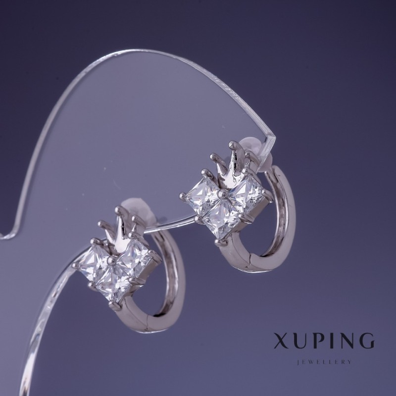 أقراط Xuping تاج 12×14mm روديوم