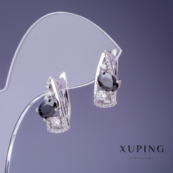 أقراط Xuping 17x8mm روديوم بحجر أسود