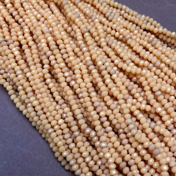 خرز الكريستال التشيكي على خيط، بودرة مطفأ مصقول روندیل، قطر 3,5×3مم +-، طول 36-38سم +